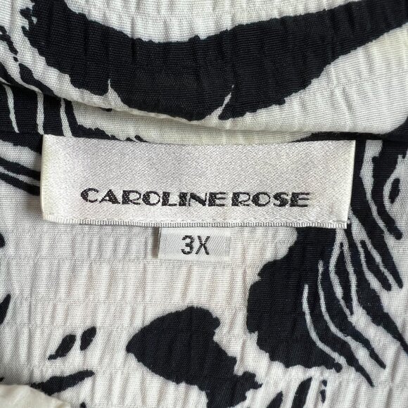 CAROLINE ROSE Jacket Topper Womens 3X White Black Textured Zip‎ Up Artsy Animal - Picture 11 of 13
